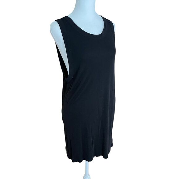 GAP Womens Plus 2XL Blouse Sleeveless Long Tank Solid Black Soft Stretch Tee - Picture 9 of 10